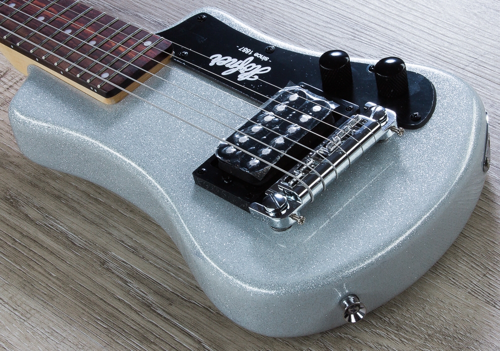 Hofner Shorty Travel Electric Guitar Metallic Silver