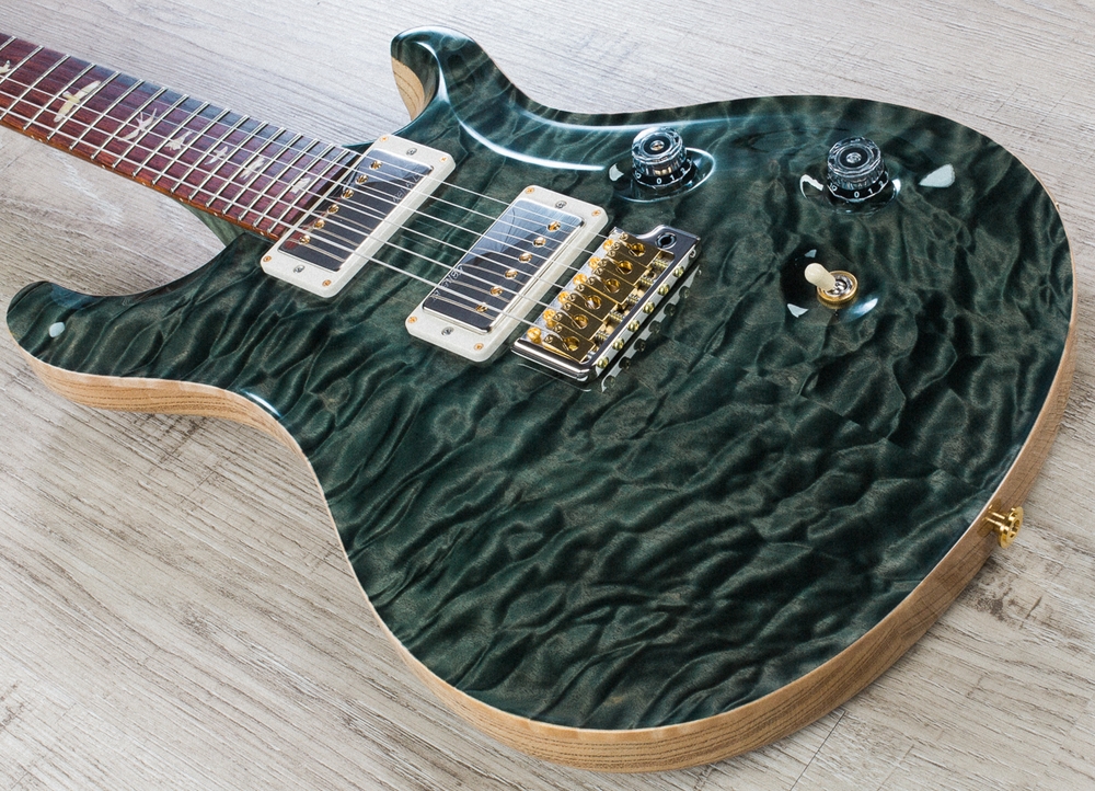 PRS Paul Reed Smith Custom 24 Electric Guitar, Quilt Artist Top, Flame Maple Neck, Hard Case - Trampas Green (2016)