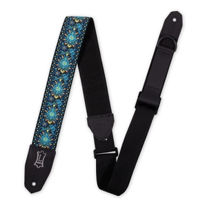 levy s mrhht 04 2 right height guitar strap w woven blue black gold motif