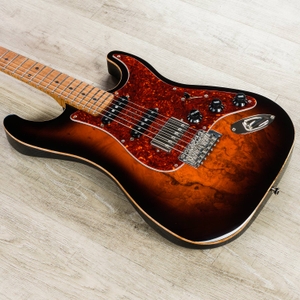 lsl instruments saticoy deluxe hss guitar tobacco burst spalted maple top roasted flame maple fretbo
