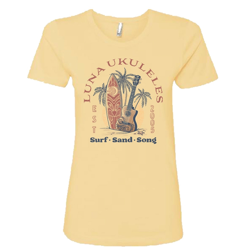 Luna Guitars Ladies Luna Ukes T-Shirt, Banana Yellow, Ladies L