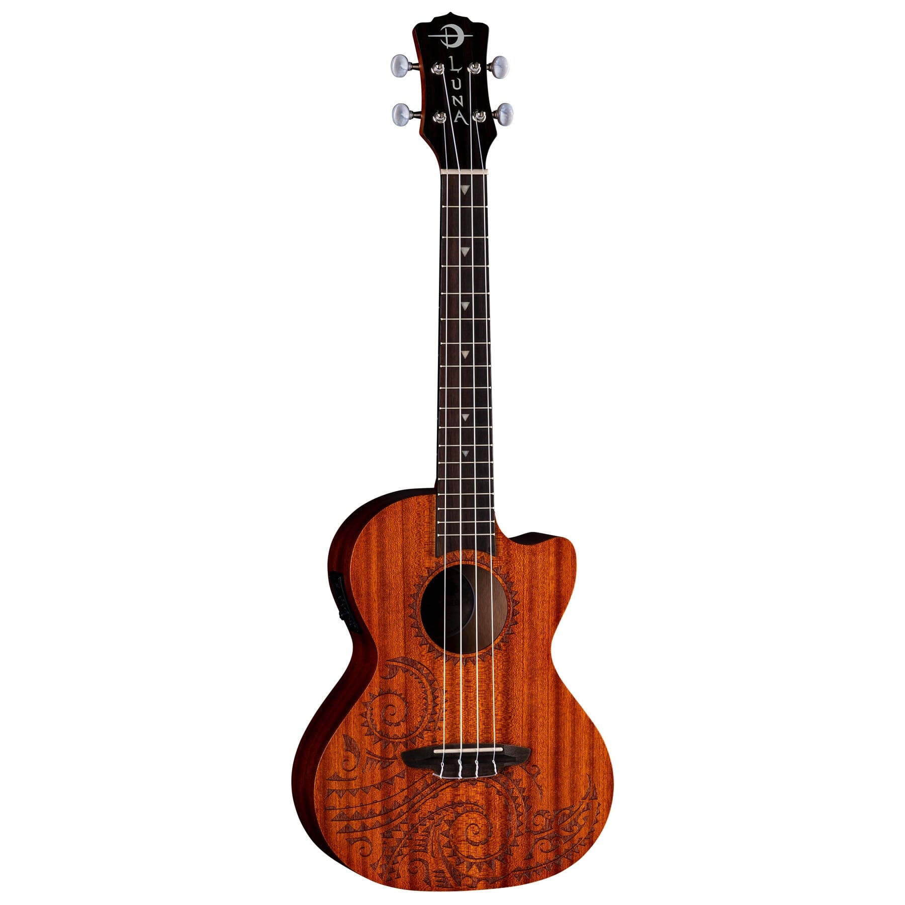 Luna Uke Ttn Mah El Uke Tattoo Mahogany Tenor Ukulele W Preamp Pau Ferro Fretboard