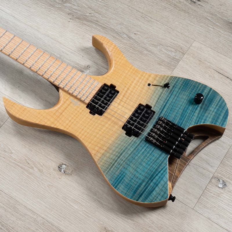 Mayones Hydra Elite 6 Headless Guitar, 3A Birdseye Maple Fretboard, Custom Blue Horizon