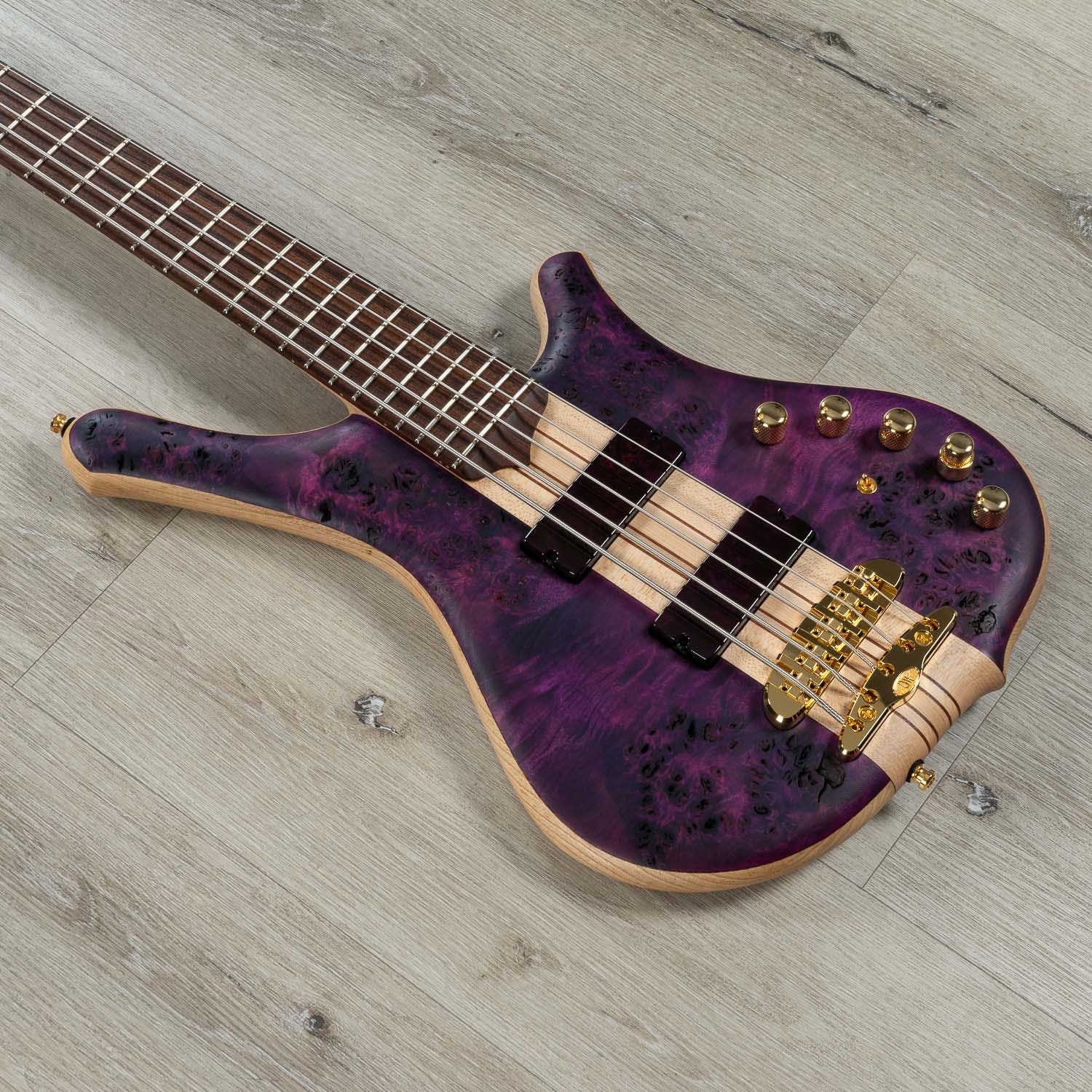 Mayones Comodous 5 MDi Mohini Dey 5-String Bass, Pau Ferro Fretboard, Trans  Dirty Purple Raw