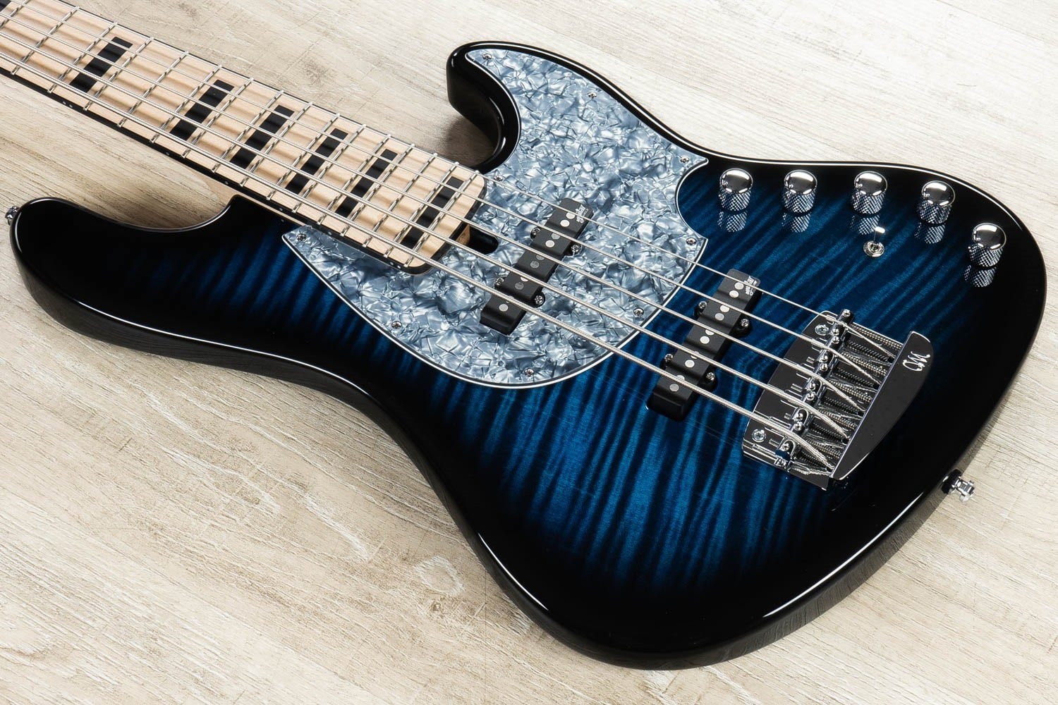 Mayones Jabba Classic 5 Bass Guitar, 5-String, Blue Burst, Flame Maple Top,  Maple Fretboard, Aguilar Pickups