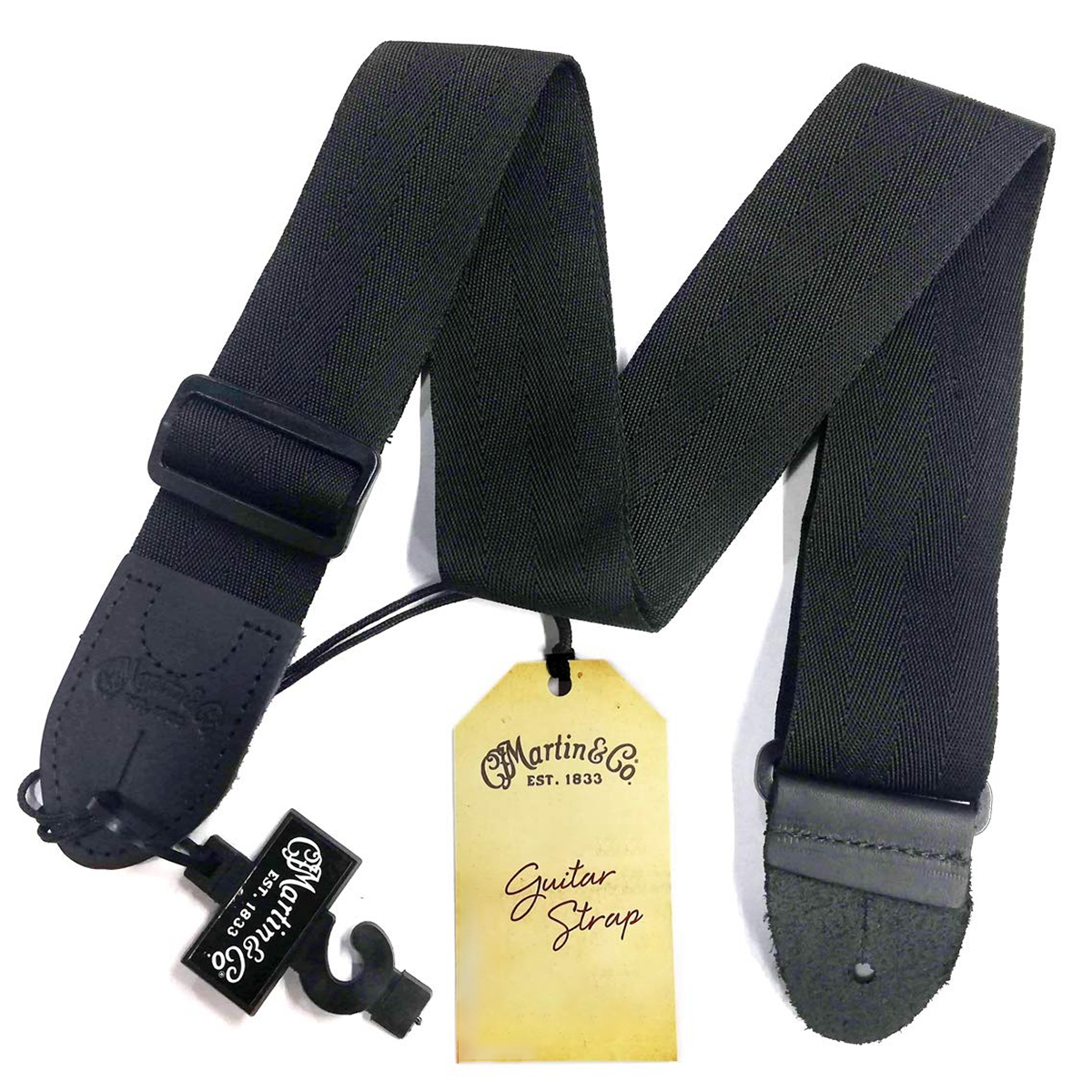Martin Guitars 18A0103 Nylon Guitar Bass Strap with Leather Ends, Black