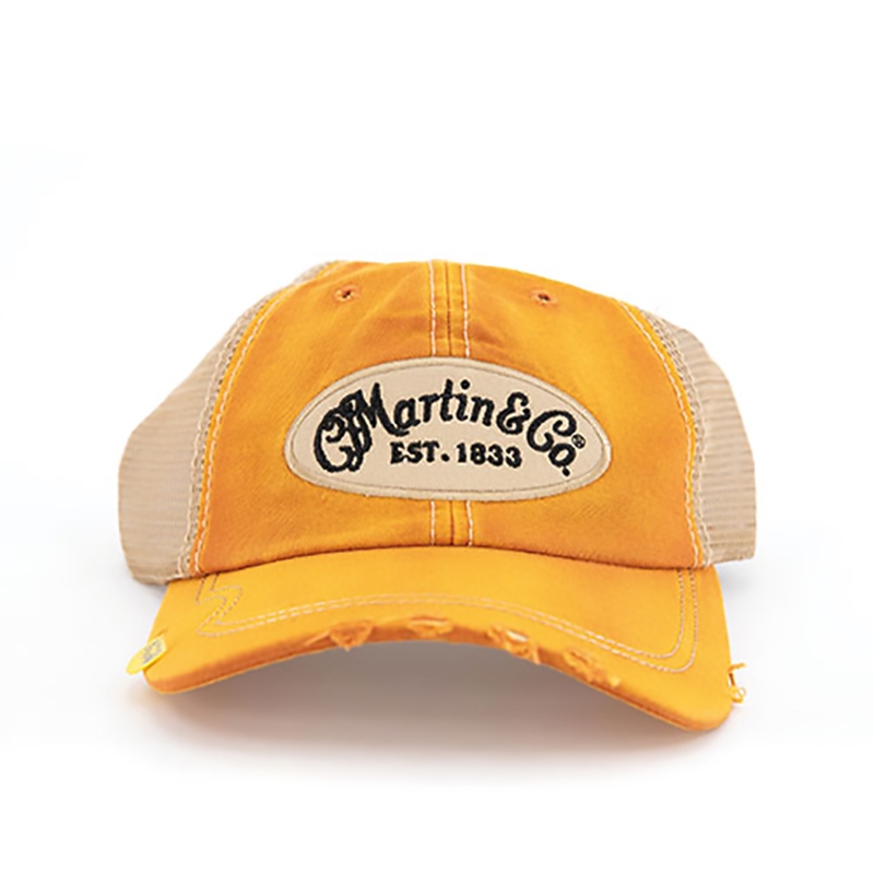 Martin Guitars 18NH0046 Pick Hat Orange Cap with Tan Mesh & Slot To insert Pick in Bill