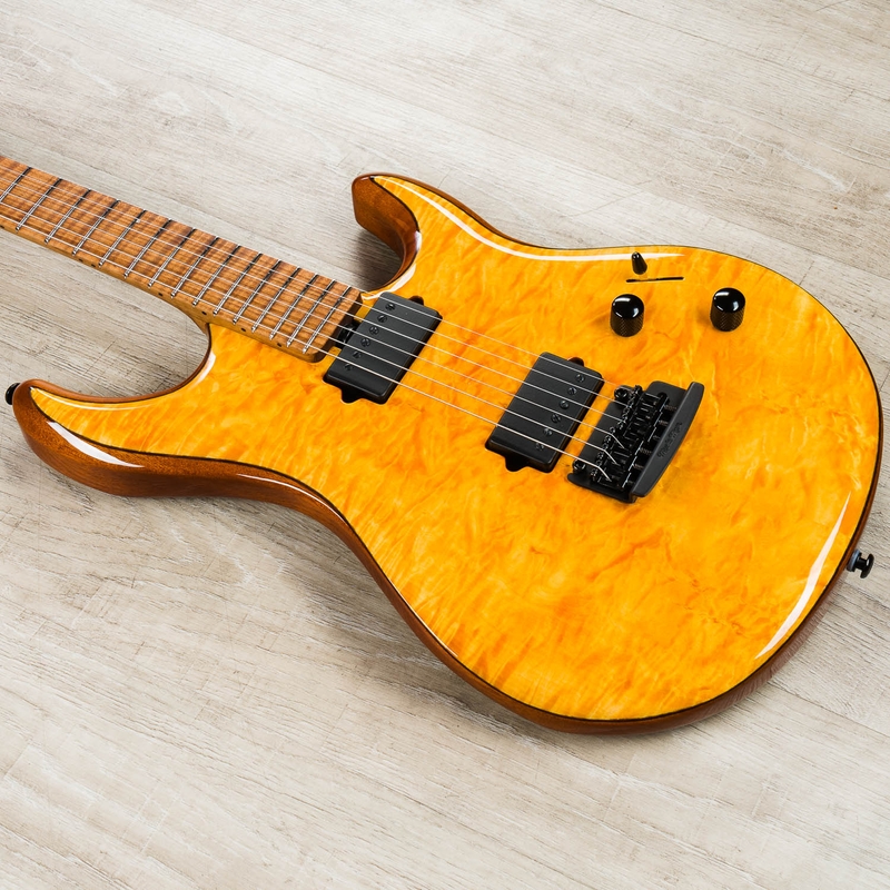 Ernie Ball Music Man Exclusive Run Luke III Guitar, Trans Gold, Japanese Maple, Roasted Flame Maple Neck and Fingerboard