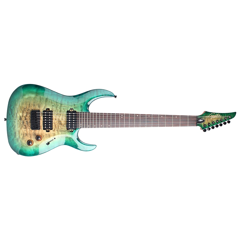 Legator Ninja 200-SE 7-String Electric Guitar, Quilt Maple Top - Emerald Burst