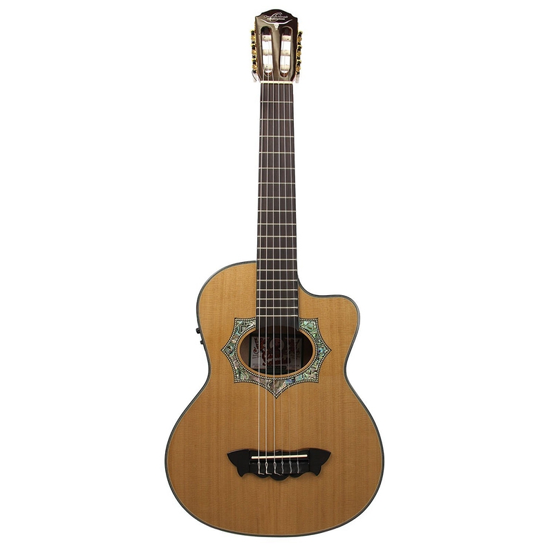 Oscar Schmidt OH30SCE Acoustic Electric Requinto Guitar Natural with Bag