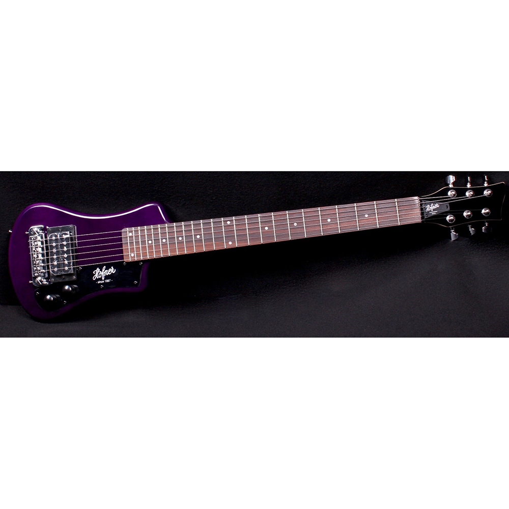 Hofner Shorty Electric Travel Guitar With Gig Bag Purple