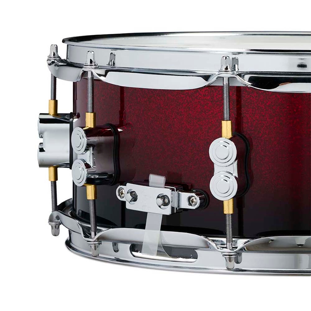 PDP PDCM5514SSRB Concept Maple 5.5x14 Snare Drum, Red to Black Sparkle