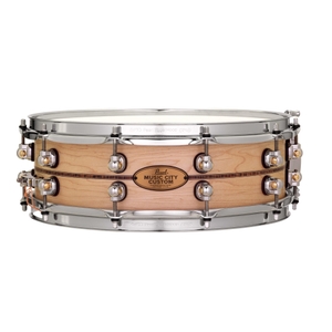 pearl mccm1450s c1001 music city custom solid shell maple 14 x5 snare drum w kingwood center inlay p