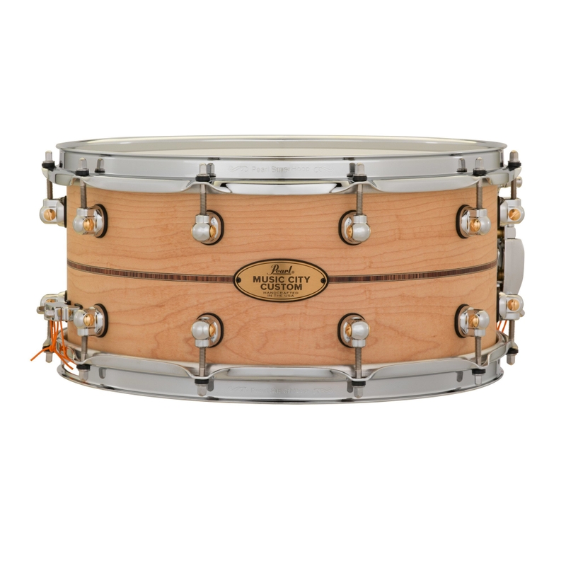 Pearl MCCM1465S/C1001 Music City Custom Solid Shell Maple 14"x6.5" Snare Drum w/ Kingwood Center Inlay
