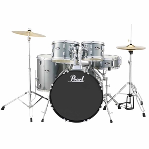 pearl rs525sc 706 5 piece drum set kit w hardware cymbals charcoal metallic