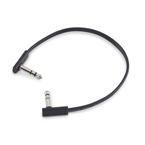 rockboard flat 1 4 trs patch cable 12 inches black right angle to right angle