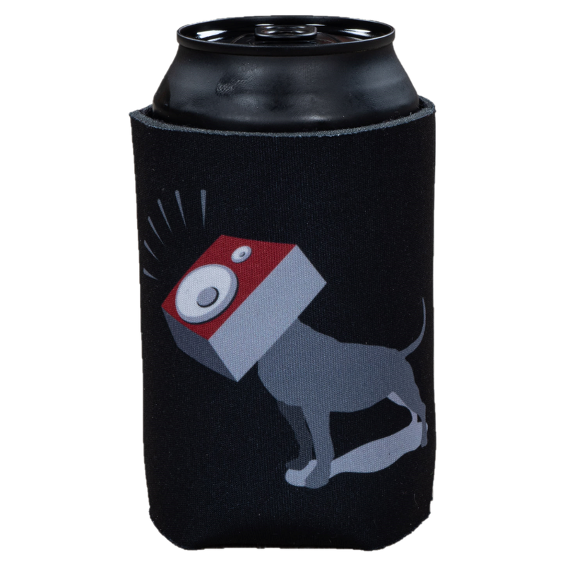 Pitbull Audio Insulated Can Cooler Beer Hugger Sleeve, Black w/ 'Woofer' Logo