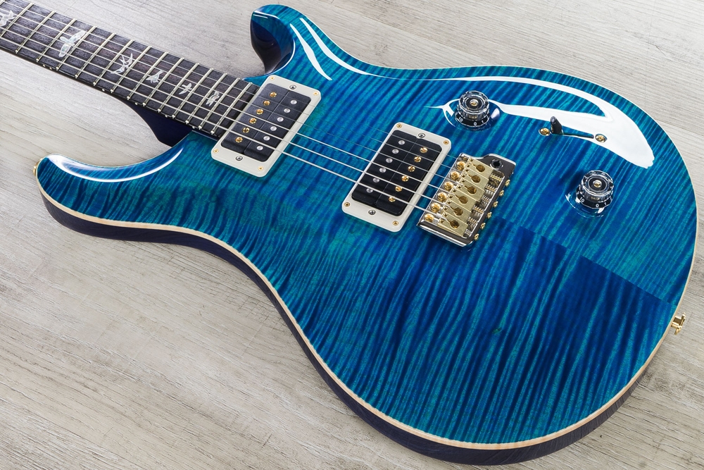 2019 PRS Paul Reed Smith Custom 22 10-Top Guitar, Blue Matteo, Pattern Neck, Rosewood Fretboard, Flame Maple