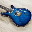 PRS Paul Reed Smith Custom 24 10-Top Guitar, Blue Smokeburst, Flame Maple, Rosewood, Pattern Thin
