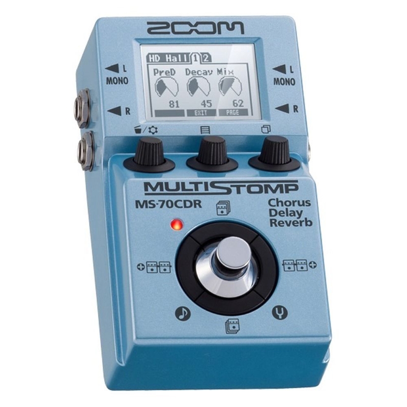 Zoom MS-70CDR Multi-Stomp Chorus Delay Reverb Guitar Bass Effects FX Pedal
