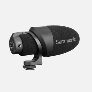 saramonic cammic on camera shotgun microphone for dslr mirrorless video cameras or smartphones table