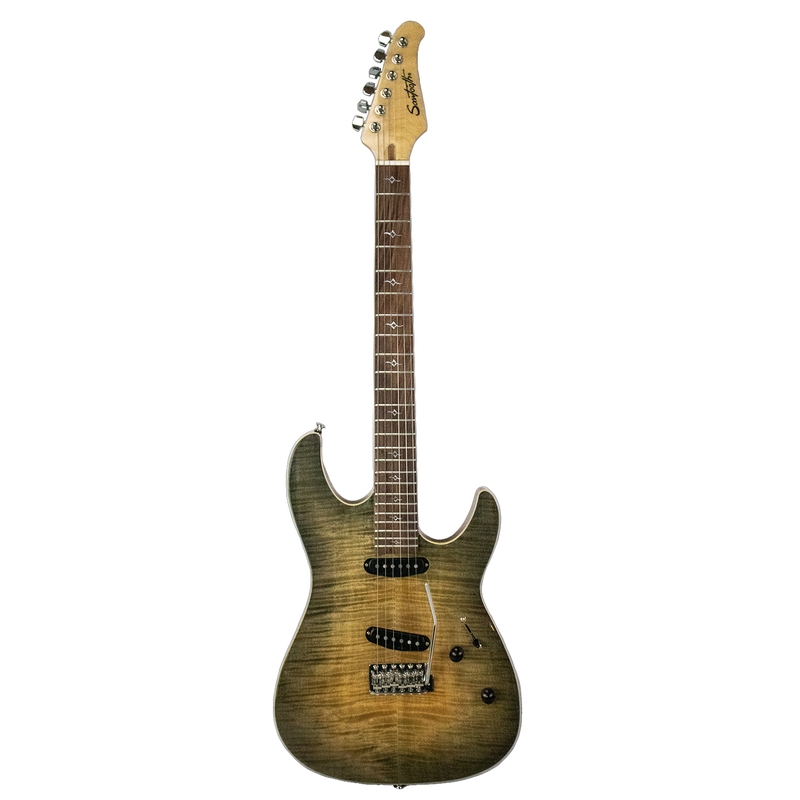 Sawtooth ST-M24-NAT-NFMG Natural Series Flame Maple Trans Moss Burst 24-Fret Guitar
