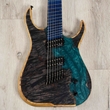 Skervesen Raptor 7 7-String Multi-Scale Guitar, Blue-Stained Maple Fretboard, Poplar Burl Top