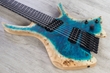 Skervesen Shoggie 7 FF Headless Multiscale 7-String Electric Guitar, Poplar Burl Top, Hard Case - Silver Blue Fade