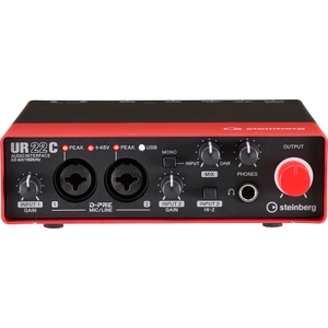steinberg ur22c rd 2 in 2 out usb 3 0 type c audio interface red