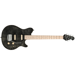 sterling by music man axis maple top guitar maple fretboard trans black