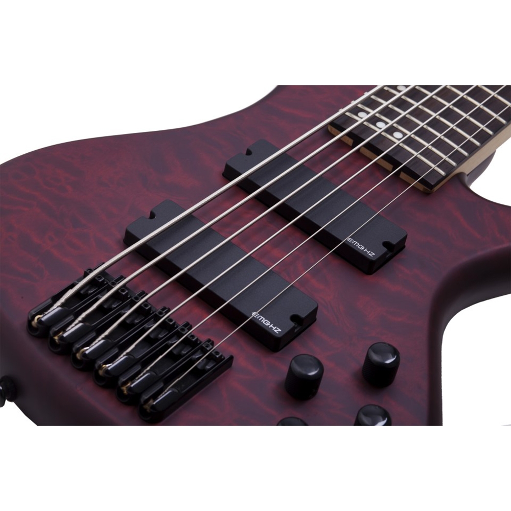 Schecter Stiletto Custom-6 6-String Bass, EMG Pickups - Vampyre Red Satin