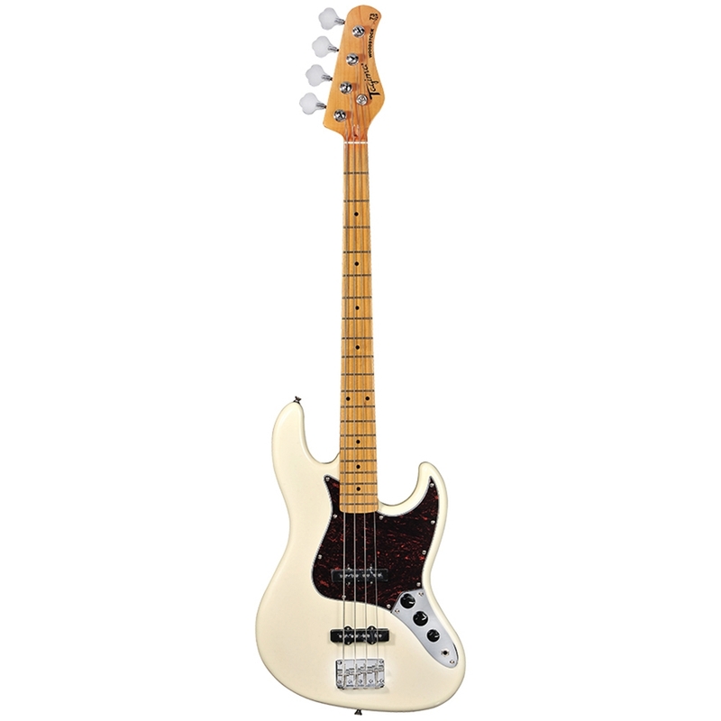Tagima TW-73 Woodstock Series 4-String Electric Bass, Maple Fingerboard - White Vintage with Tortoise Pickguard