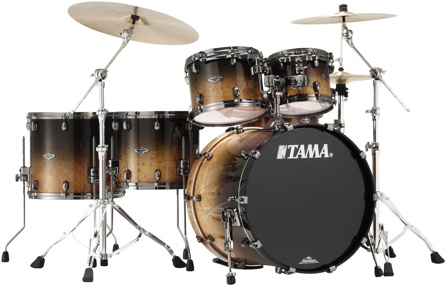 Tama Starclassic Performer 5 Piece Bubinga Birch Drum Kit Figured Stout Fade 10 12 Toms 14 16 Floor Toms And 22 Kick