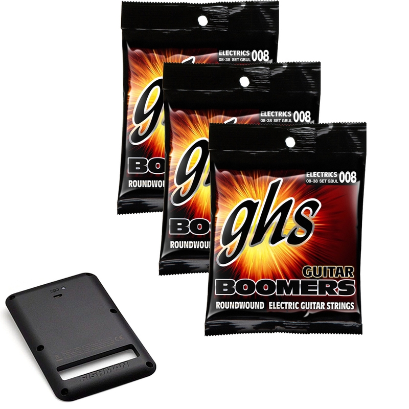 Fishman Fluence Battery Pack for Strat-Black with GHS Ultra-Light Guitar Strings