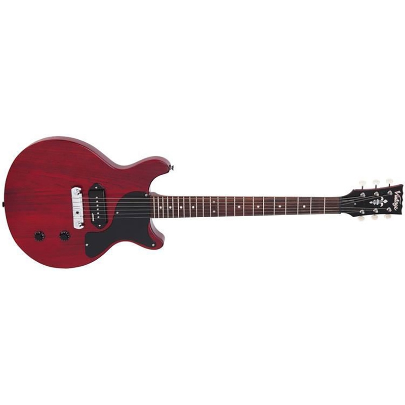 Vintage V130CRS Reissued Series Electric Guitar with Single 'Dog Ear' Pickup - Satin Cherry