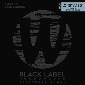warwick black label 5 string bass set stainless steel low b medium 45 135 warw 40301m5b
