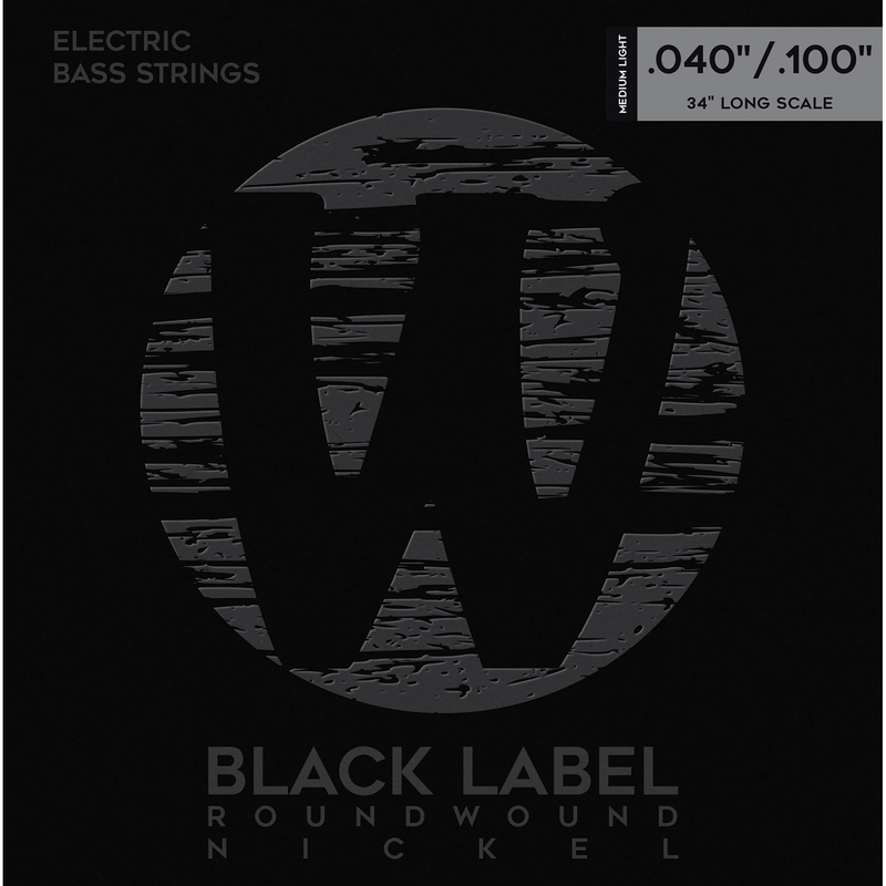 Warwick Black Label Bass Strings, Nickel-Plated Steel, 4-String, 40-100
