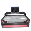 ProX XS-DDJ1000WLTRB Flight Case for Pioneer DDJ1000 & DDJ1000SRT Digital Controller w/ Laptop Shelf and Wheels, Black on Red