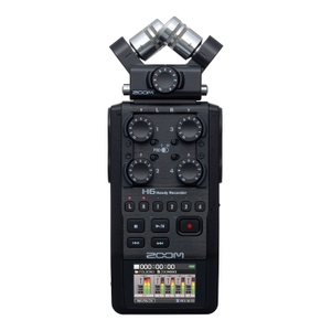 zoom h6 black handy portable field recorder for filmmaking or podcasting