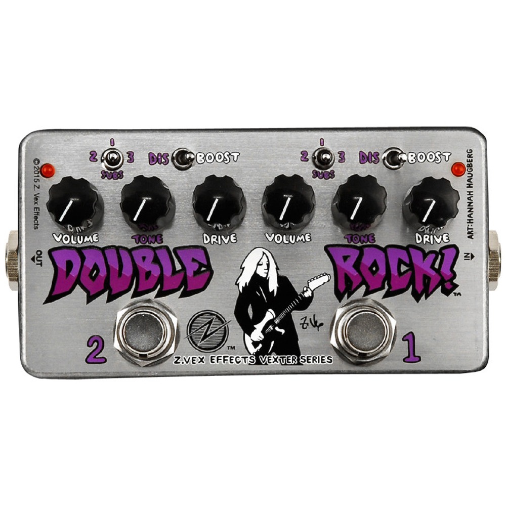bibliotheek Proberen Fauteuil ZVEX Double Rock Vexter Series Dual Distortion / Boost Guitar Effects Pedal  w/ SUBS Switch