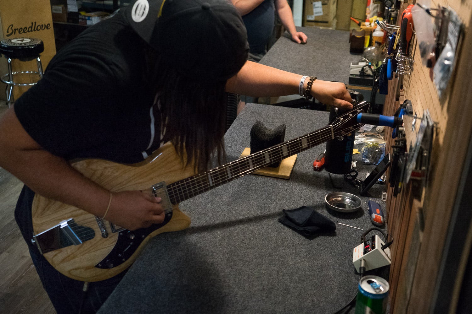 Electronic Guitar Repair is in the Process of being carried out